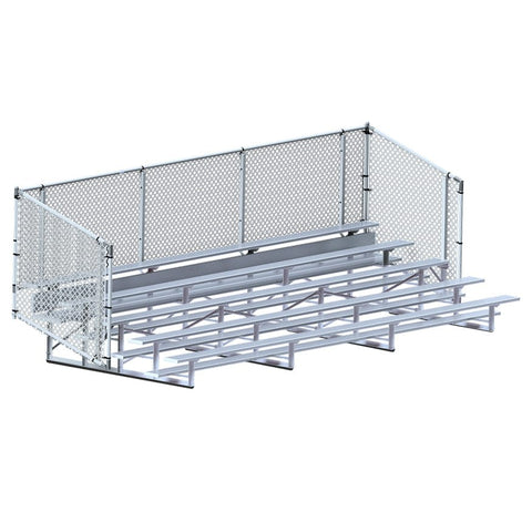 Jaypro Bleacher - 21' (5 Row - Single Foot Plank with Chain Link Rail) - Enclosed BLCH-521C
