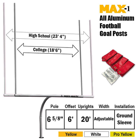 Jaypro Max-1 Football Goal Posts 20' Uprights 6' Offset (Semi-Permanent)