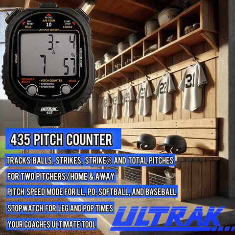 ULTRAK 435 Pitch Counter w/ Pitch Speed Tracker & 10 Memory Stopwatch