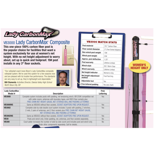 Bison 3" Lady CarbonMax Composite Volleyball Standards VB30 Pro