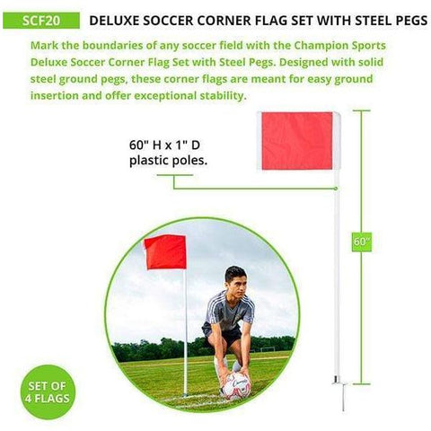 Champion Deluxe Soccer Corner Flag Set w/ Steel Pegs SCF20