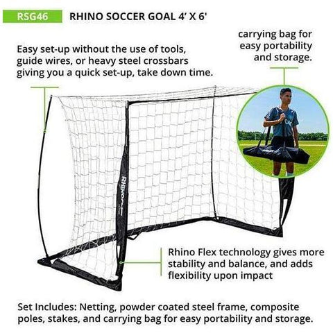 Champion Sports 4' x 6' Rhino Flex Portable Soccer Goal RSG46