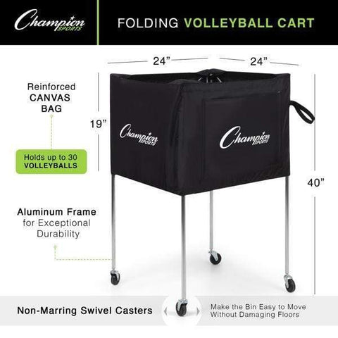 Champion Sports Folding Volleyball Cart VBCART
