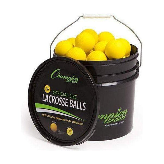 Champion Sports NCAA/NFHS Lacrosse 36 Ball Bucket Yellow LBYN36