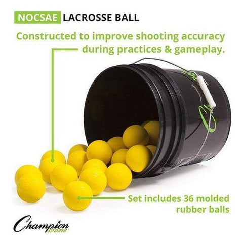 Champion Sports NCAA/NFHS Lacrosse 36 Ball Bucket Yellow LBYN36