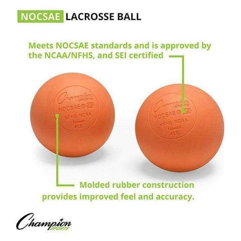 Champion Sports NOCSAE Lacrosse Ball Orange LBONOCSAE