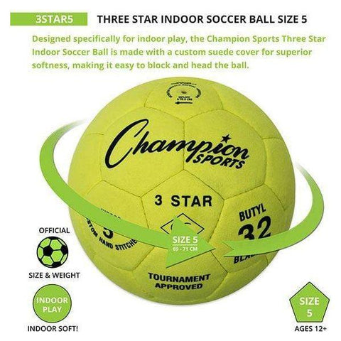 Champion Sports Size 5 Three Star Indoor Soccer Ball 3STAR5