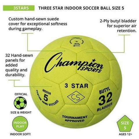 Champion Sports Size 5 Three Star Indoor Soccer Ball 3STAR5