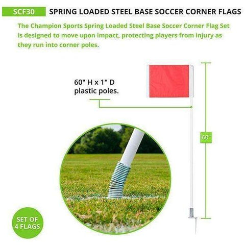 Champion Spring Loaded Steel Base Soccer Corner Flag Set SCF30