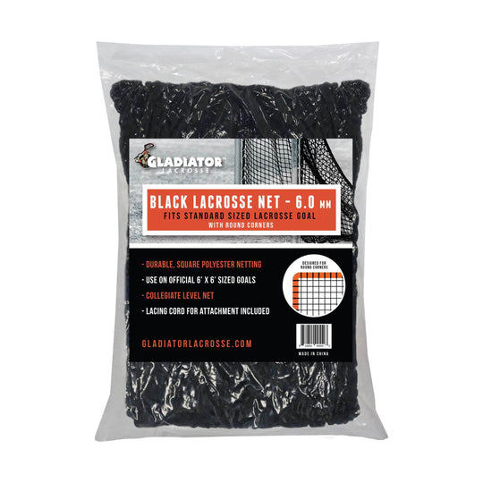 Gladiator Lacrosse Gladiator Lacrosse 6.0 mm Black Lacrosse Goal Replacement Net “Round Corners” 6x6x7