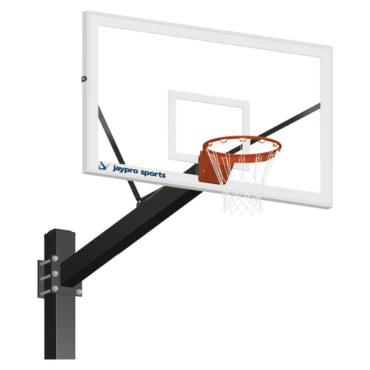 Jaypro Titan Basketball System (6"x 6" Pole with 4' Offset) 72" Glass Backboard (Surface Mount)