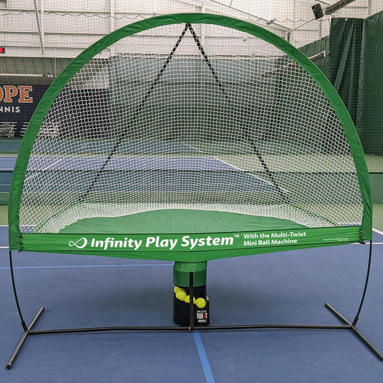 OnCourt OffCourt Infinity Play System with the Multi-Twist Mini Ball Machine TAIPMT