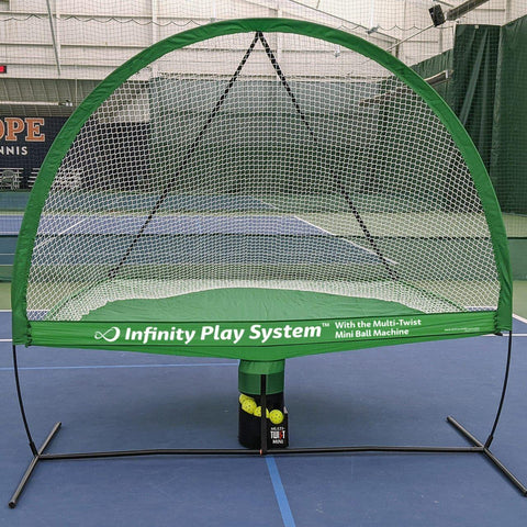 OnCourt OffCourt Infinity Play System with the Multi-Twist Mini Ball Machine TAIPMT