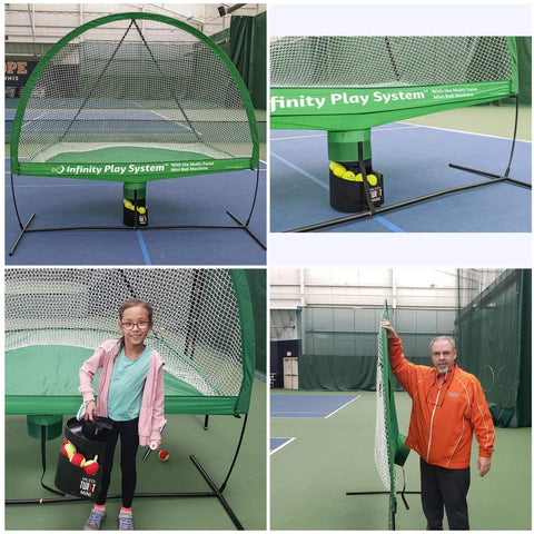 OnCourt OffCourt Infinity Play System with the Multi-Twist Mini Ball Machine TAIPMT