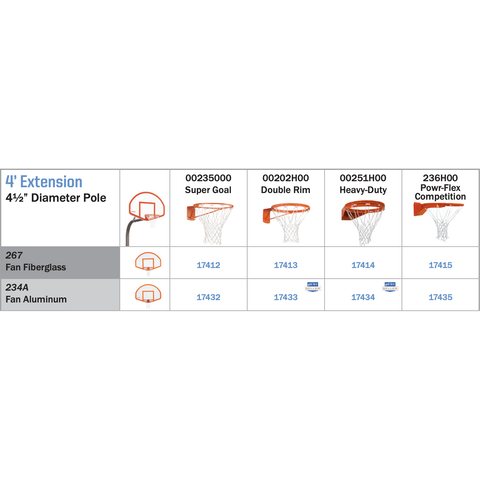 Porter 4' Extension Gooseneck Fixed Height Basketball Hoop
