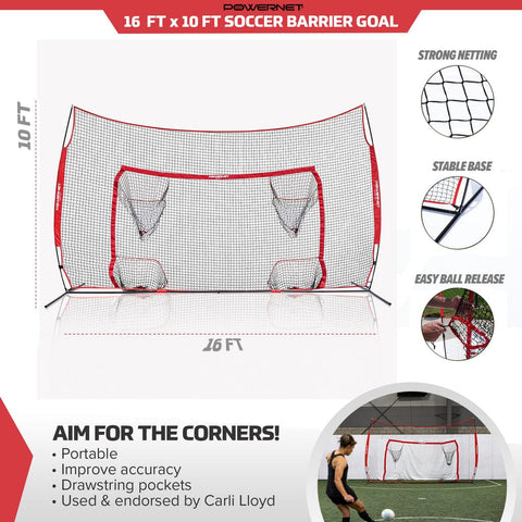 Powernet 16x10 Ft Soccer Goal Combo Barrier 1214