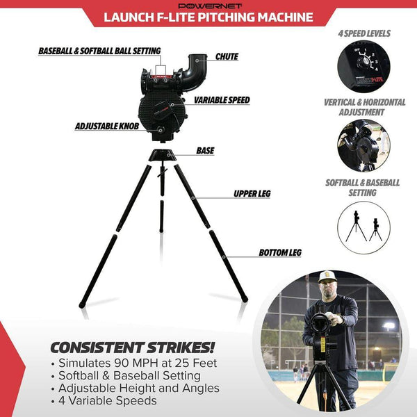 PowerNet Launch F-lite Machine de lancement de baseball et de softball PowerNet Launch F-lite Machine de lancement de baseball et de softball