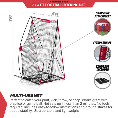 Powernet Sideline Trainer 7 x 4 FT Football Kicking Net 1198
