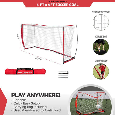 Powernet Soccer Goal 6ft x 4ft Portable Bow Style Net S022