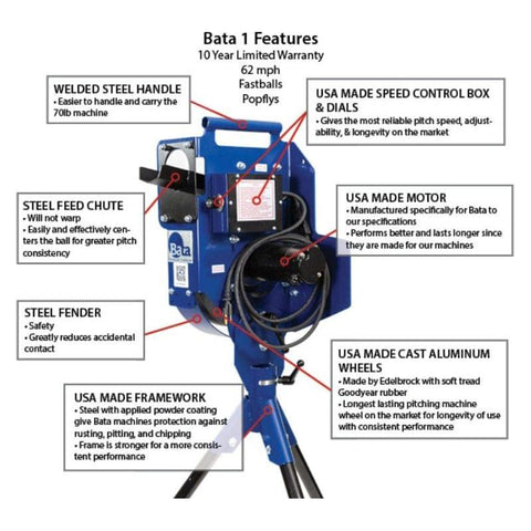 BATA 1 Baseball Pitching Machine PM Bata B1 BB 10 – Pro Sports Equip