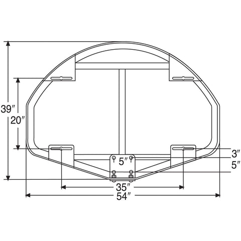 Bison 39" x 54" Extended Life Competition Fan-Shaped Glass Backboard BA44XL