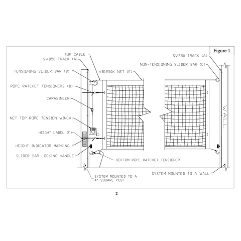 Bison Match Point Post or Wall Mounted Volleyball System SVB5050W