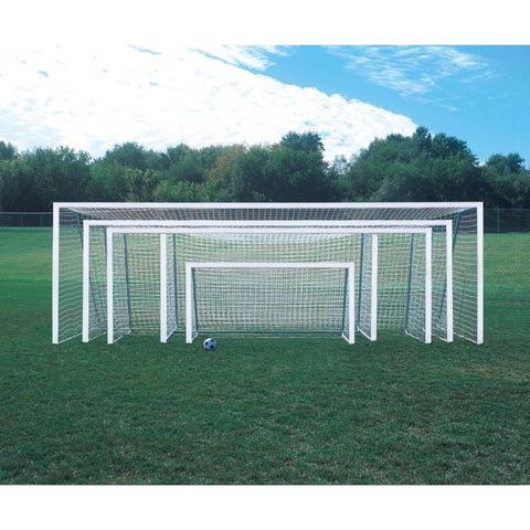 Bison ShootOut 4" Square Aluminum Permanent/Semi Permanent Soccer Goals (Pair)