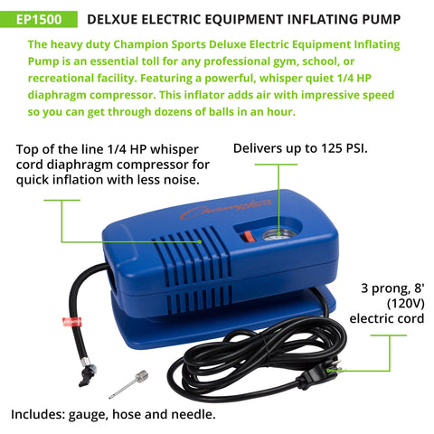 Champion Sports Deluxe Electric Equipment Inflating Pump EP1500