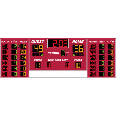 Electro-Mech LX2556 Basketball Scoreboard With Player Stat Panels