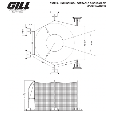 Gill High School Portable Discus Cage 732220C