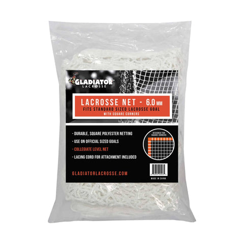 Gladiator Lacrosse 7.0 mm Replacement Net Universal For Round/Square Corners 6×6