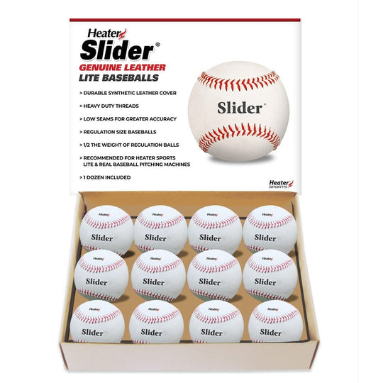 Heater Slider Lite Genuine Leather Pitching Machine Baseballs (Dozen) SLB49