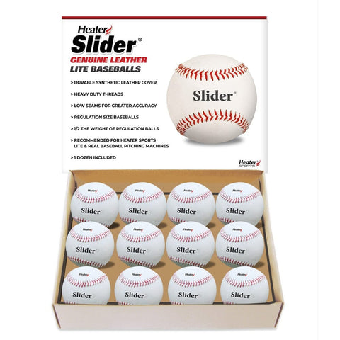 Heater Slider Lite Genuine Leather Pitching Machine Baseballs (Dozen) SLB49