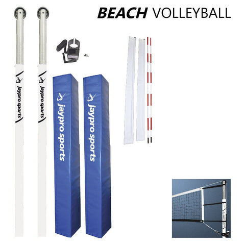 Jaypro Beach Volleyball System (3-1/2 in. Ground Sleeve) - NFHS, NCAA, USVBA OBV300-OFF