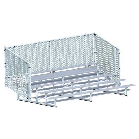 Jaypro Bleacher - 15' (5 Row - Single Foot Plank with Chain Link Rail) - Enclosed BLCH-5C