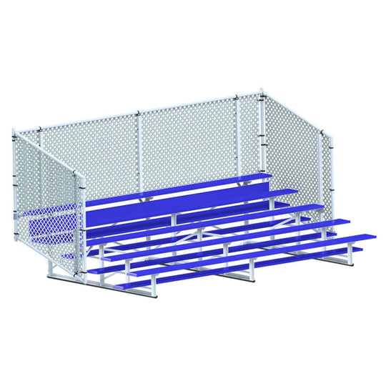 Jaypro Bleacher - 15' (5 Row - Single Foot Plank with Chain Link Rail) - Enclosed (Powder Coated) BLCH-5CPC