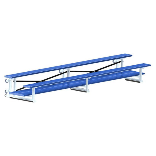 Jaypro Bleacher - 15 ft. (2 Row - Double Foot Plank) - Tip & Roll (Indoor) (Powder Coated) BLDP-2TRGPC