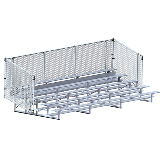 Jaypro Bleacher - 21' (5 Row - Single Foot Plank with Chain Link Rail) - Enclosed BLCH-521C