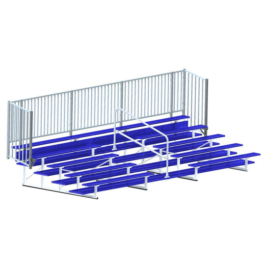 Jaypro Bleacher - 21' (5 Row - Single Foot Plank with Guard Rail & Aisle) - Enclosed (Powder Coated) BLCH-521ASGRPC