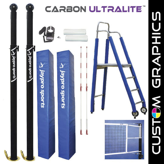 Jaypro Carbon Ultralite Volleyball Deluxe Package (3 in. Floor Sleeve) PVB-95PKGDX