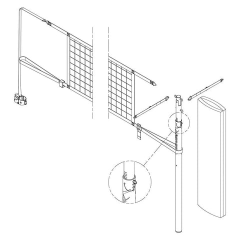 Jaypro FeatherLite Volleyball Net Center Upright System (2 in. Floor Sleeve - Canadian) PVBC-550