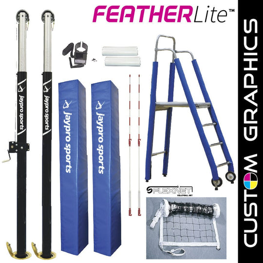 Jaypro FeatherLite Volleyball System Deluxe Package (3-1/2 in. Floor Sleeve) PVB-5PKGDX