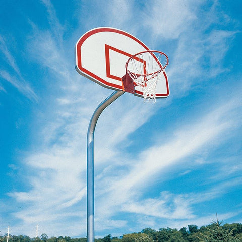 Jaypro Gooseneck Basketball System (3-1/2" Pole w/ 36" Offset) 54"W x 36"H Aluminum Fan Backboard