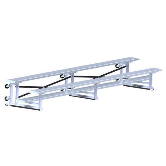 Jaypro Indoor Bleacher - 15 ft. (2 Row - Single Foot Plank) - Tip & Roll BLCH-2TRG