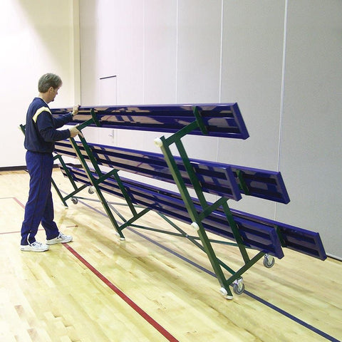 Jaypro Indoor Bleacher - 15 ft. (3 Row - Single Foot Plank) - Tip & Roll (Powder Coated) BLCH-3TRGPC