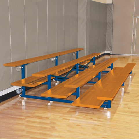 Jaypro Indoor Bleacher - 15 ft. (4 Row - Double Foot Plank) -Tip & Roll (Powder Coated) BLDP-4TRGPC