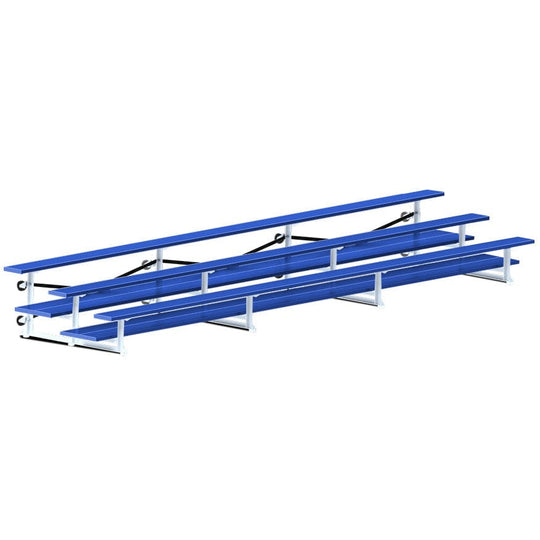 Jaypro Indoor Bleacher - 21 ft. (3 Row - Double Foot Plank) - Tip & Roll (Powder Coated) BLDP-321TRGPC