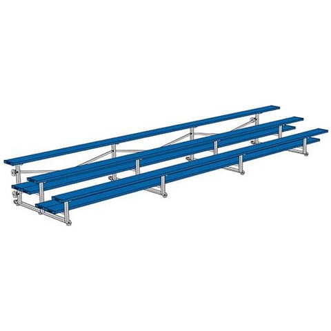 Jaypro Indoor Bleacher - 21 ft. (3 Row - Double Foot Plank) - Tip & Roll (Powder Coated) BLDP-321TRGPC