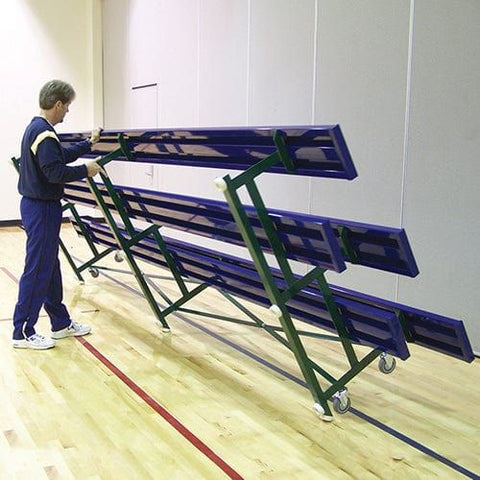Jaypro Indoor Bleacher - 21 ft. (3 Row - Single Foot Plank) - Tip & Roll (Powder Coated) BLCH-321TRGPC