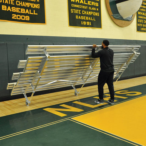 Jaypro Indoor Bleacher - 27 ft. (2 Row - Double Foot Plank) - Tip & Roll (Powder Coated) BLDP-227TRGPC
